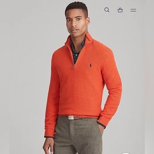 Polo Ralph Lauren Mesh-Knit Cotton Quarter-Zip Sweater Pullover Men’s Small